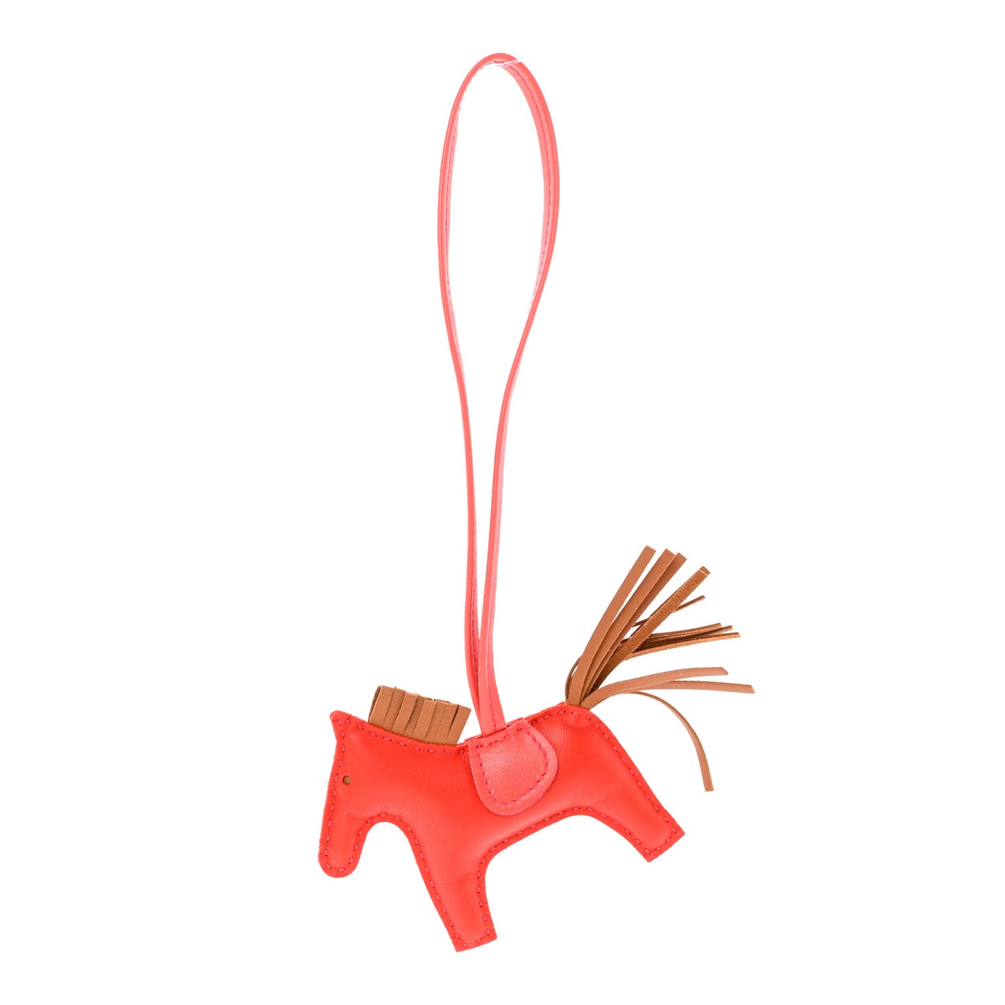 Milo Lambskin Grigri Rodeo Horse Bag Charm PM Rouge Indien Gold Bougainvillea