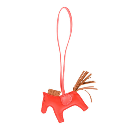 Hermes Milo Lambskin Grigri Rodeo Horse Bag Charm PM Rouge Indien Gold Bougainvillea 1 of 4