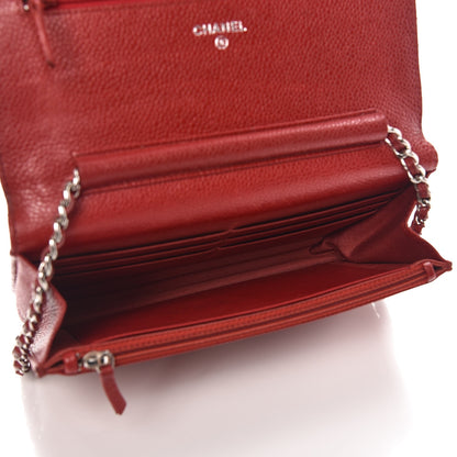 Chanel Caviar Quilted Wallet on Chain WOC Red 5 of 14