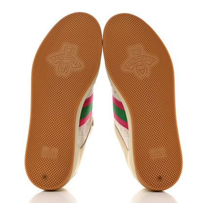 Gucci Lame GG Monogram Nubuck Web Screener Sneakers 40 Gardenia Silver Dusty Milk White 5 of 9