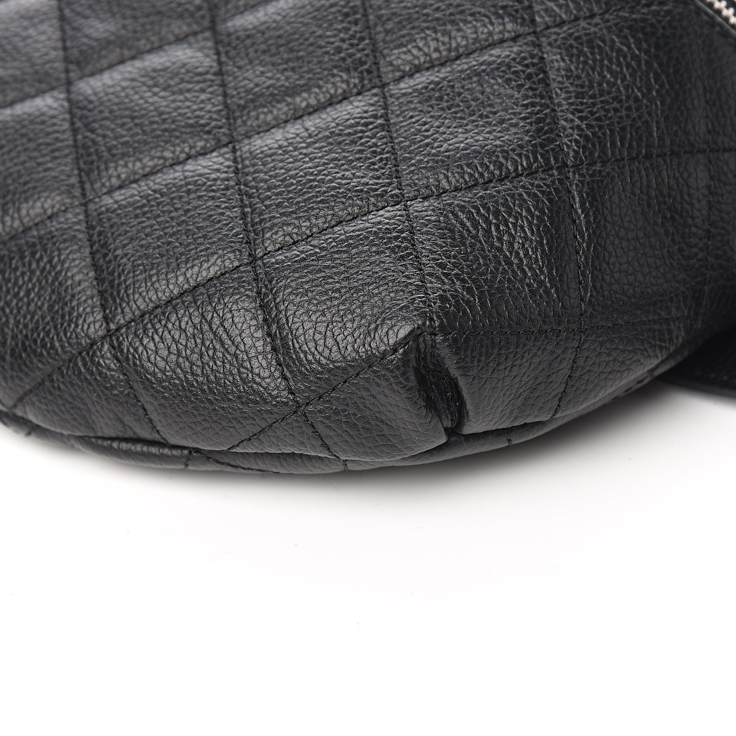 Grained Calfskin Quilted Waist Belt Bag Black