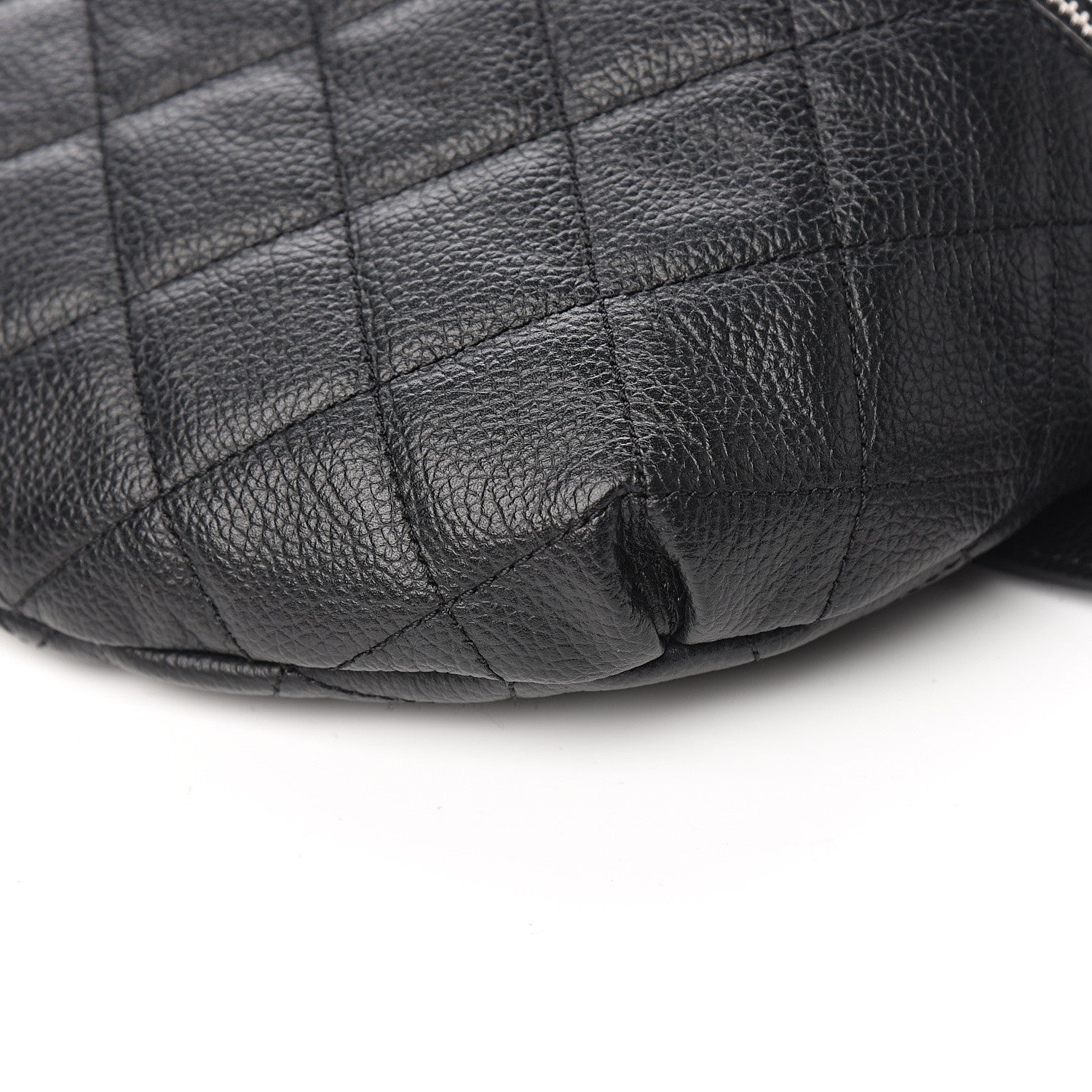 Chanel Grained Calfskin Quilted Waist Belt Bag Black 8 of 9