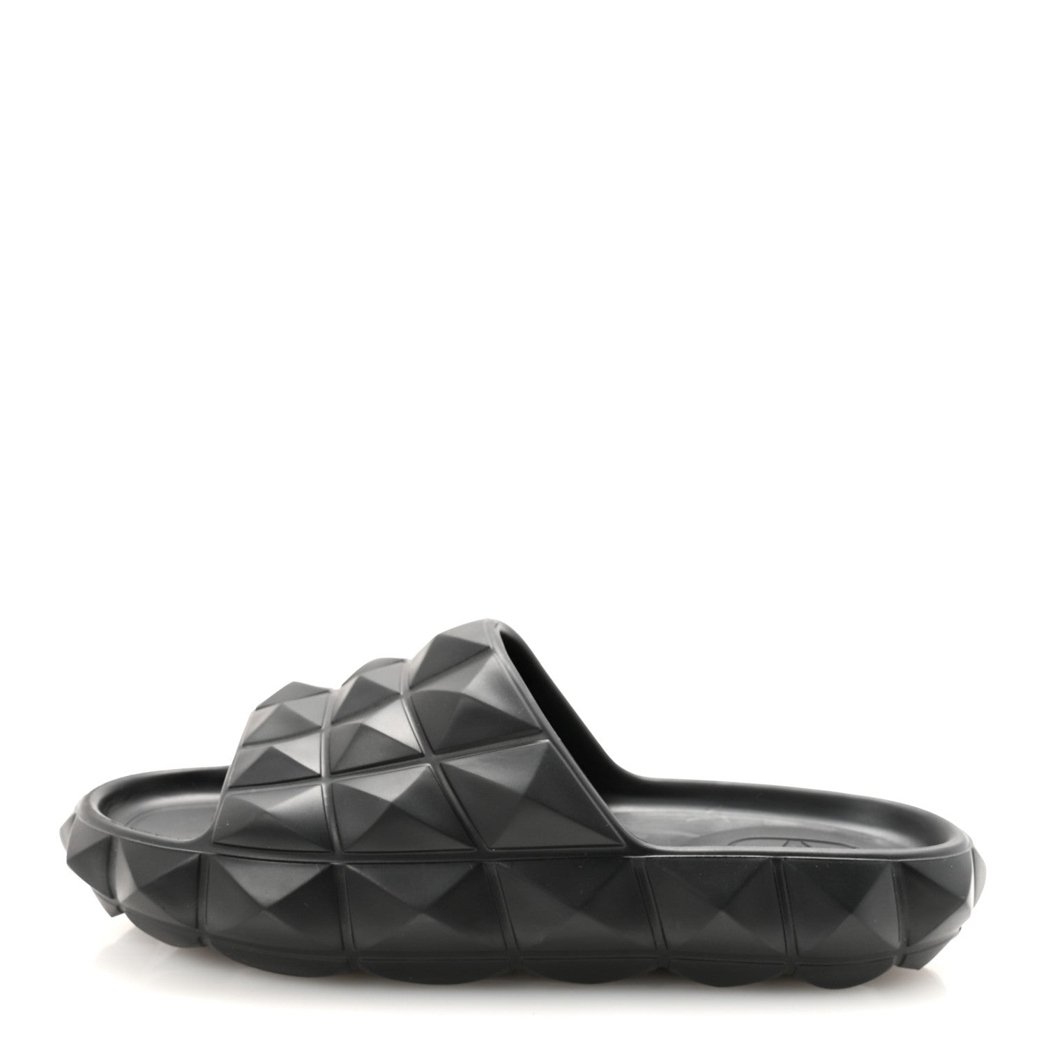Valentino Garavani Rubber Roman Stud Turtle Slide Sandals 36 Black 1 of 8