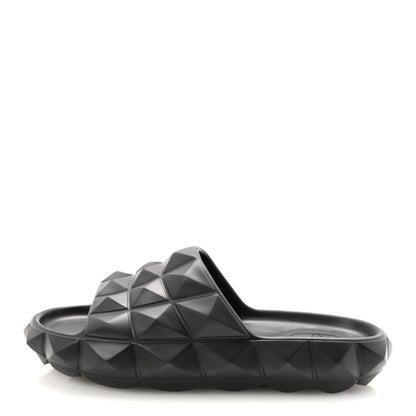 Valentino Garavani Rubber Roman Stud Turtle Slide Sandals 36 Black 1 of 8