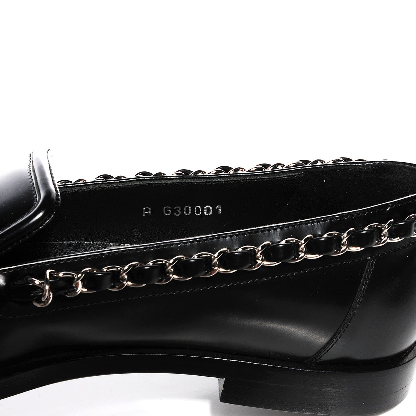 Leather Chain Loafers 36.5 Black