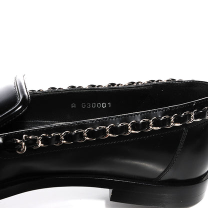 Chanel Leather Chain Loafers 36.5 Black 10 of 10