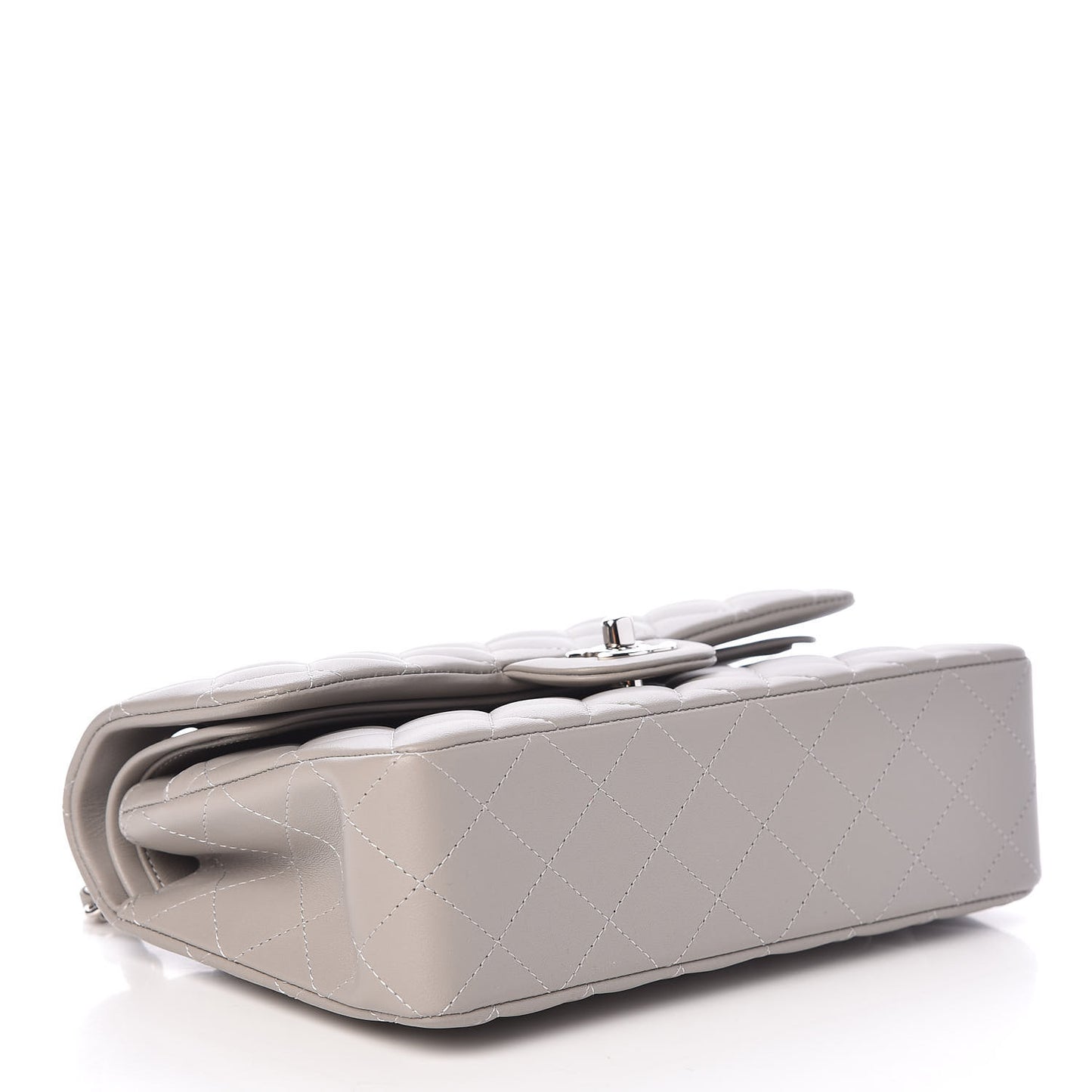 Lambskin Quilted Small Double Flap Grey