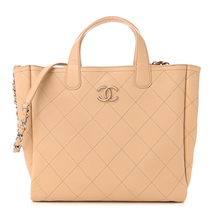 Chanel Caviar Stitched Small Shopping Tote Beige 1 of 10