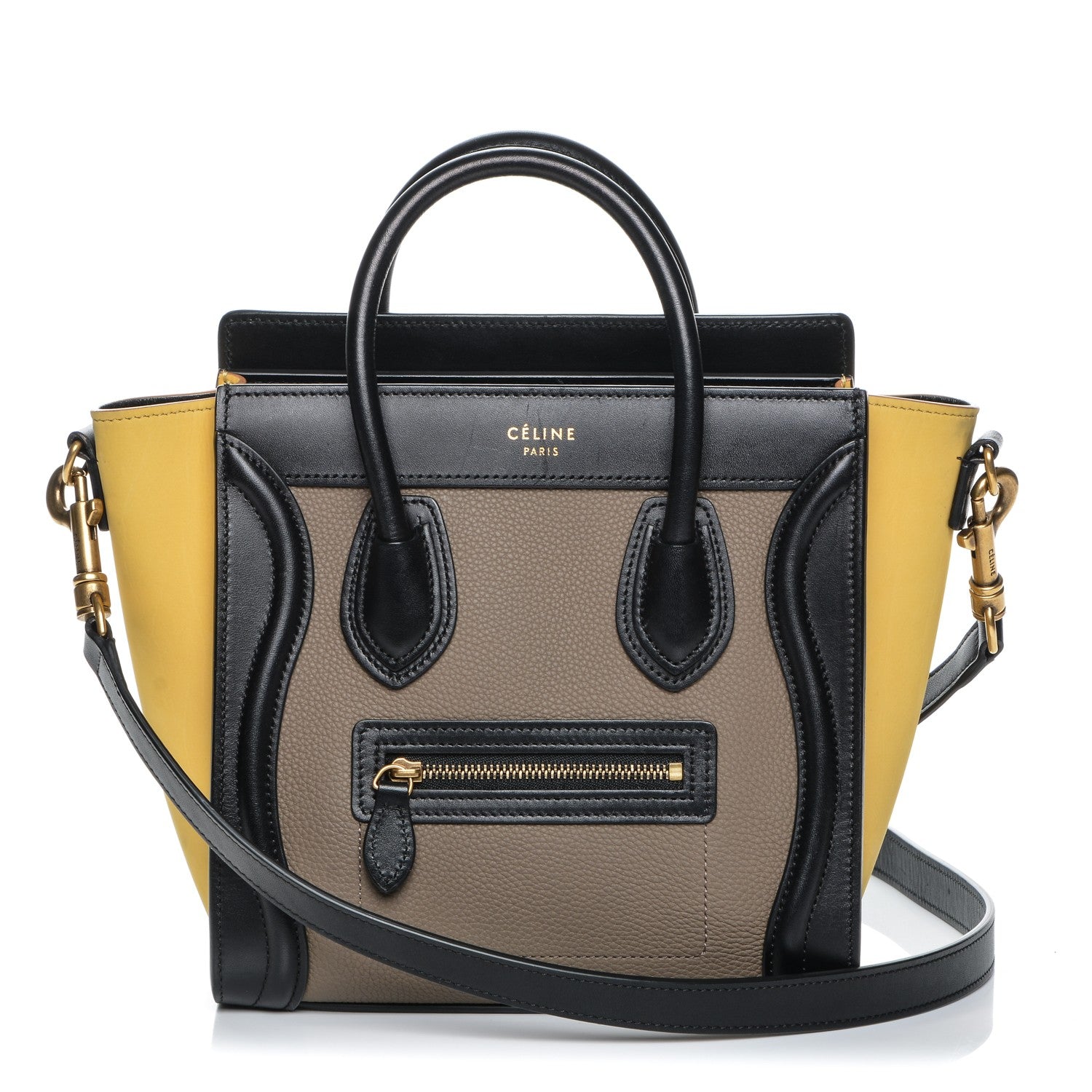 Celine Drummed Calfskin Suede Nano Tri-Color Luggage Amber 1 of 7