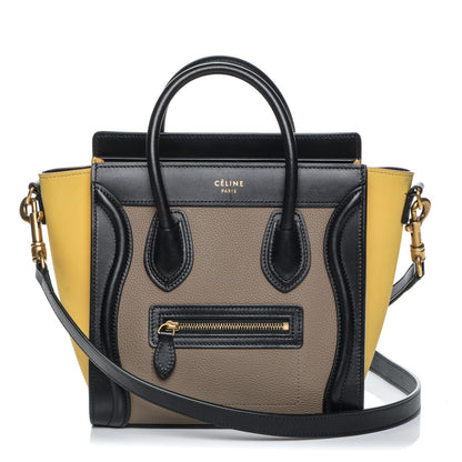 Celine Drummed Calfskin Suede Nano Tri-Color Luggage Amber 1 of 7