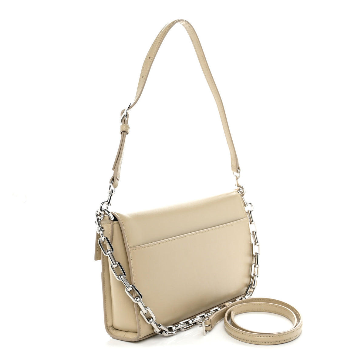 Glossy Calfskin Medium Ristretto Horsebit Flap Shoulder Bag Beige
