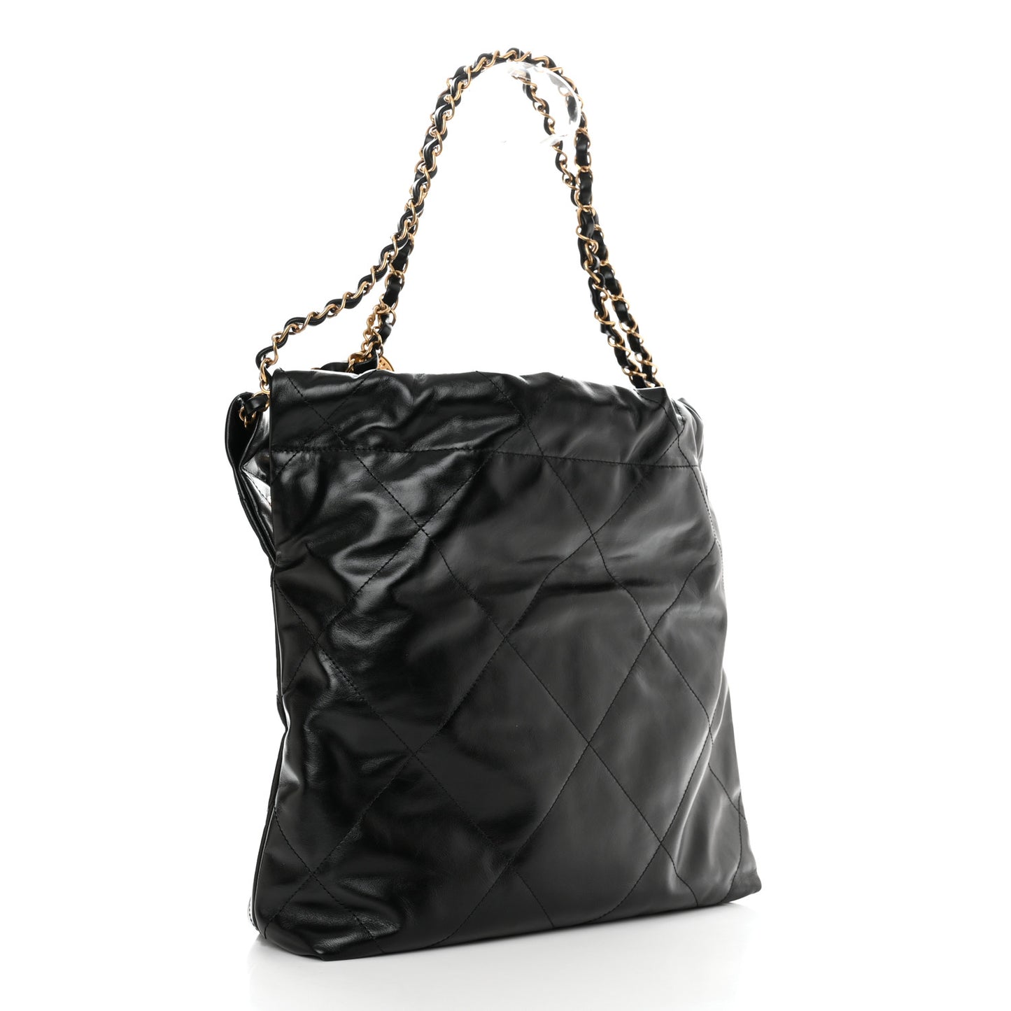 Shiny Calfskin Quilted Small Chanel 22 Black