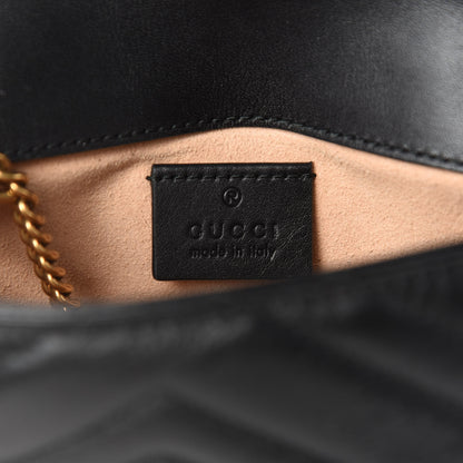 Gucci Calfskin Matelasse Super Mini GG Marmont Shoulder Bag Black 9 of 12
