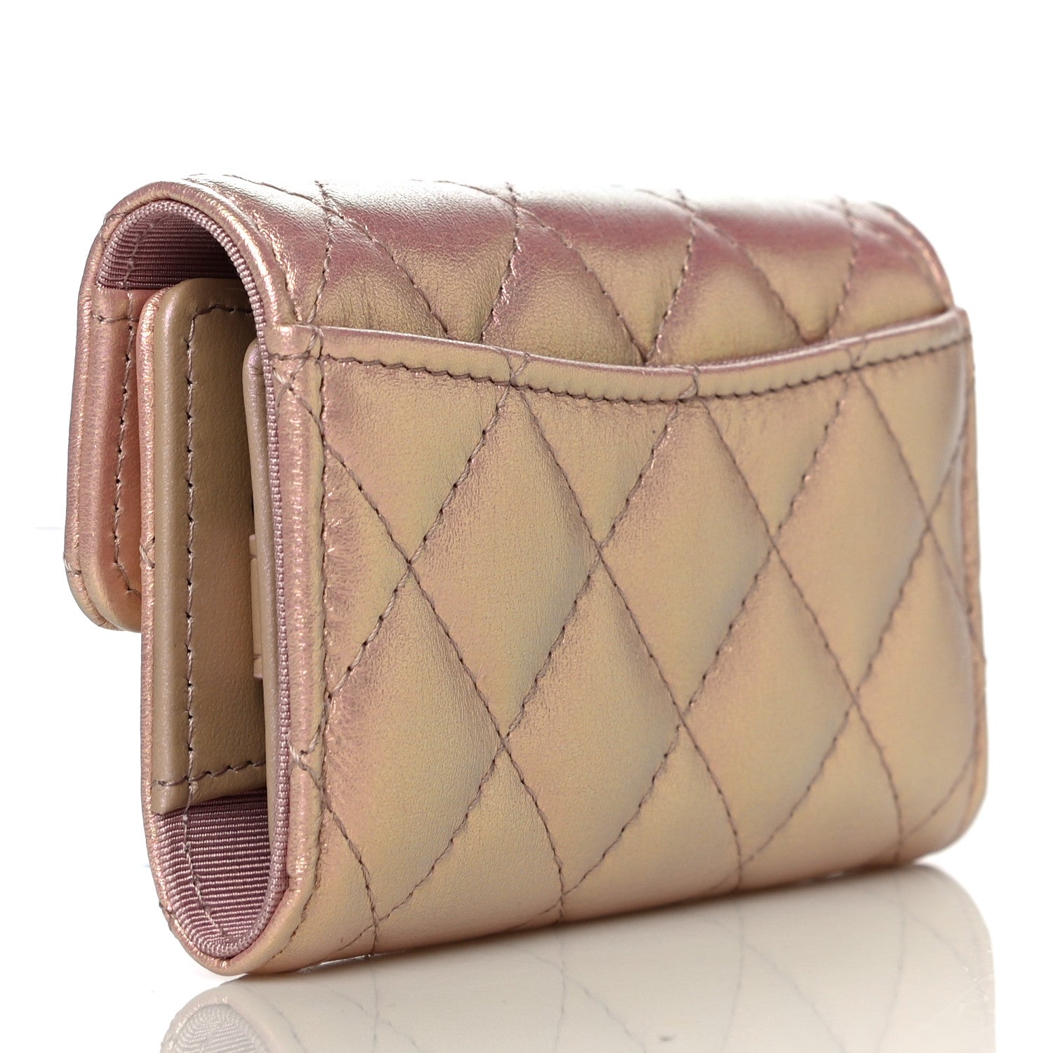 Chanel Iridescent Calfskin Quilted Classic 4 Key Holder Wallet Pink 3 of 13