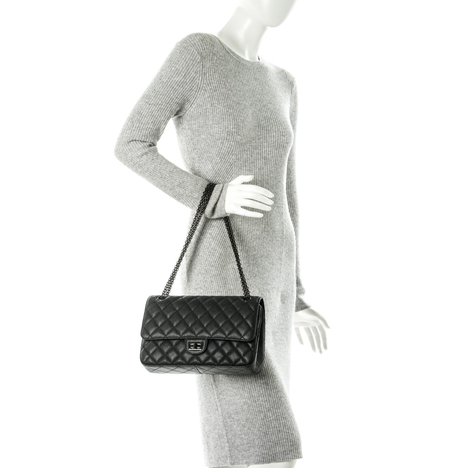Chanel Crumpled Calfskin Quilted 2.55 Reissue 226 Double Flap So Black 2 of 8
