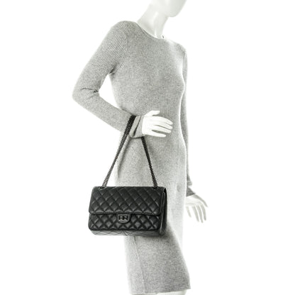 Chanel Crumpled Calfskin Quilted 2.55 Reissue 226 Double Flap So Black 2 of 8