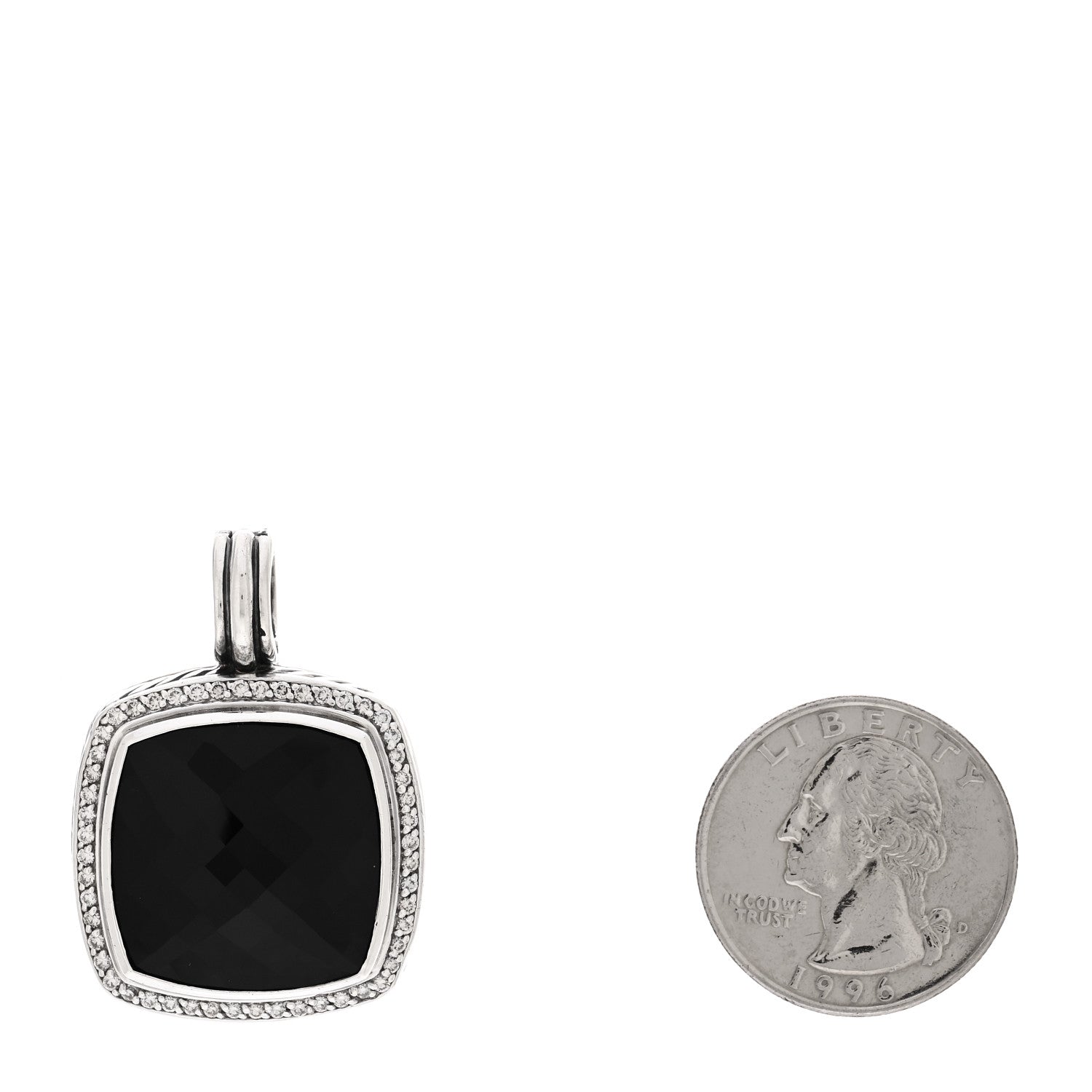 David Yurman Sterling Silver Diamond Black Onyx 20mm Albion Pendant 2 of 4