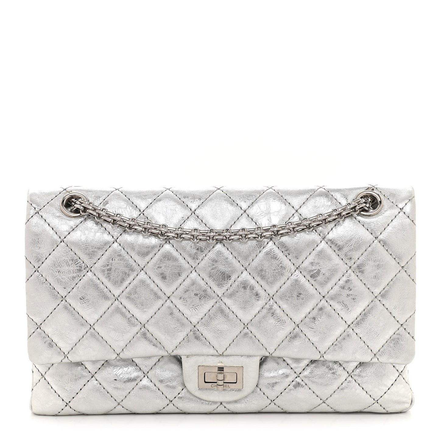 Metallic Aged Calfskin Quilted 2.55 Reissue 226 Flap Silver