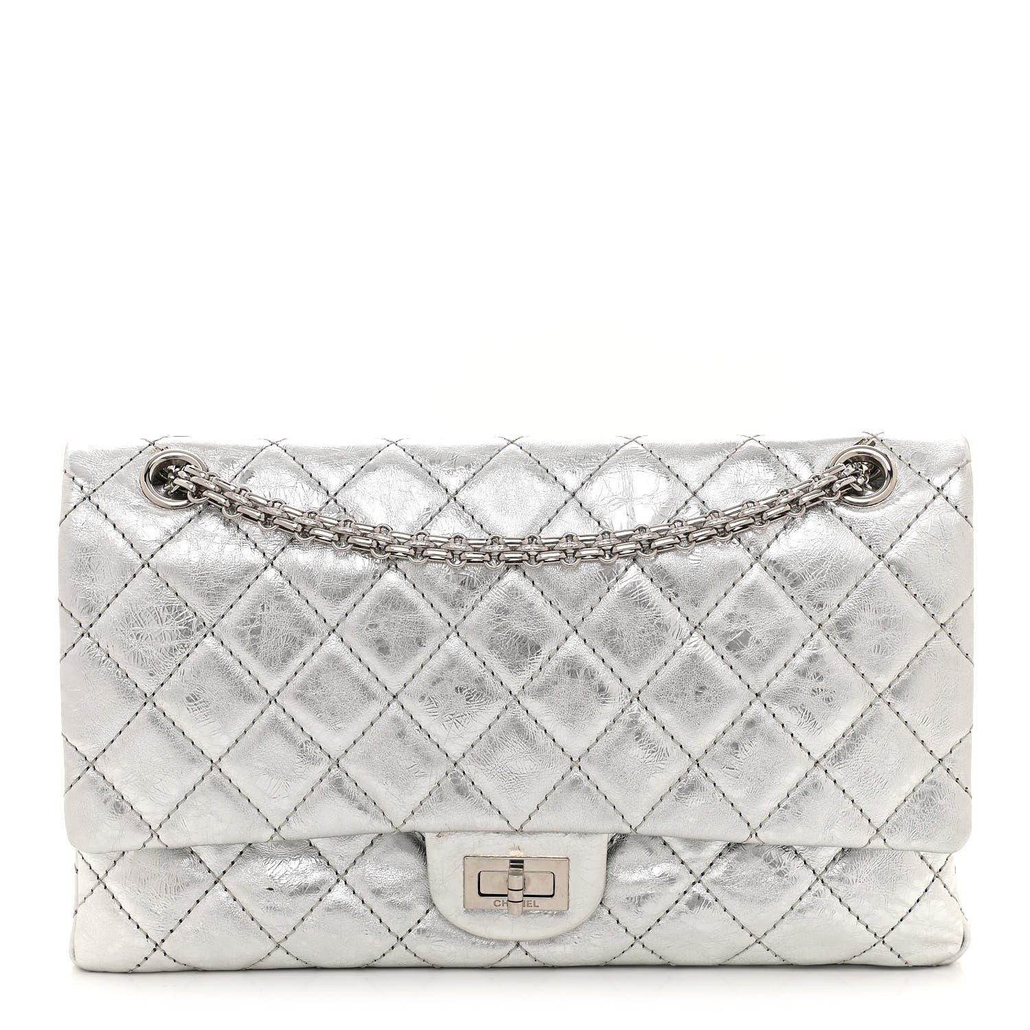 Chanel Metallic Aged Calfskin Quilted 2.55 Reissue 226 Flap Silver 1 of 10