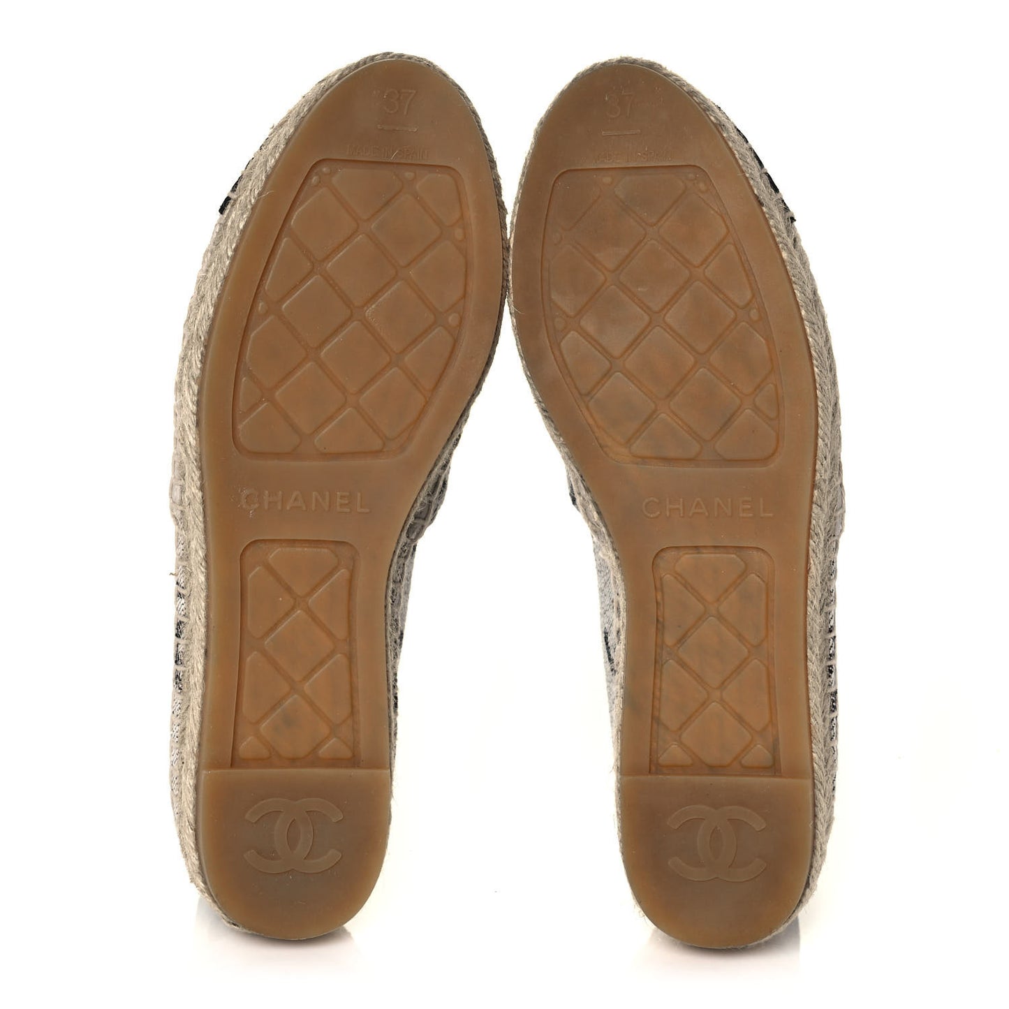 Cotton Jacquard Grosgrain CC Print Espadrilles 37 Grey Black