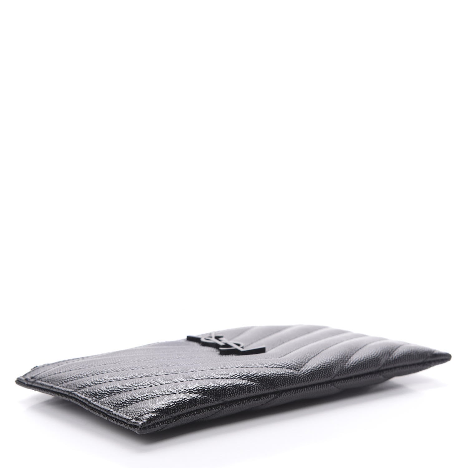 Saint Laurent Grain De Poudre Chevron Monogram Bill Pouch Black 4 of 8