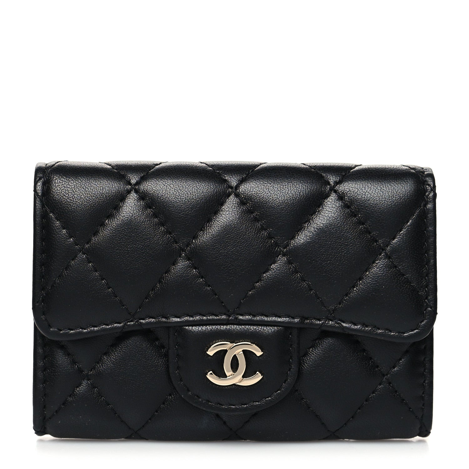 Chanel Lambskin Quilted Flap Card Holder Wallet Black 1 of 11