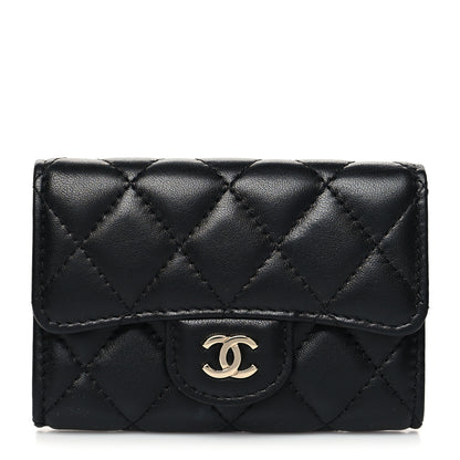 Chanel Lambskin Quilted Flap Card Holder Wallet Black 1 of 11