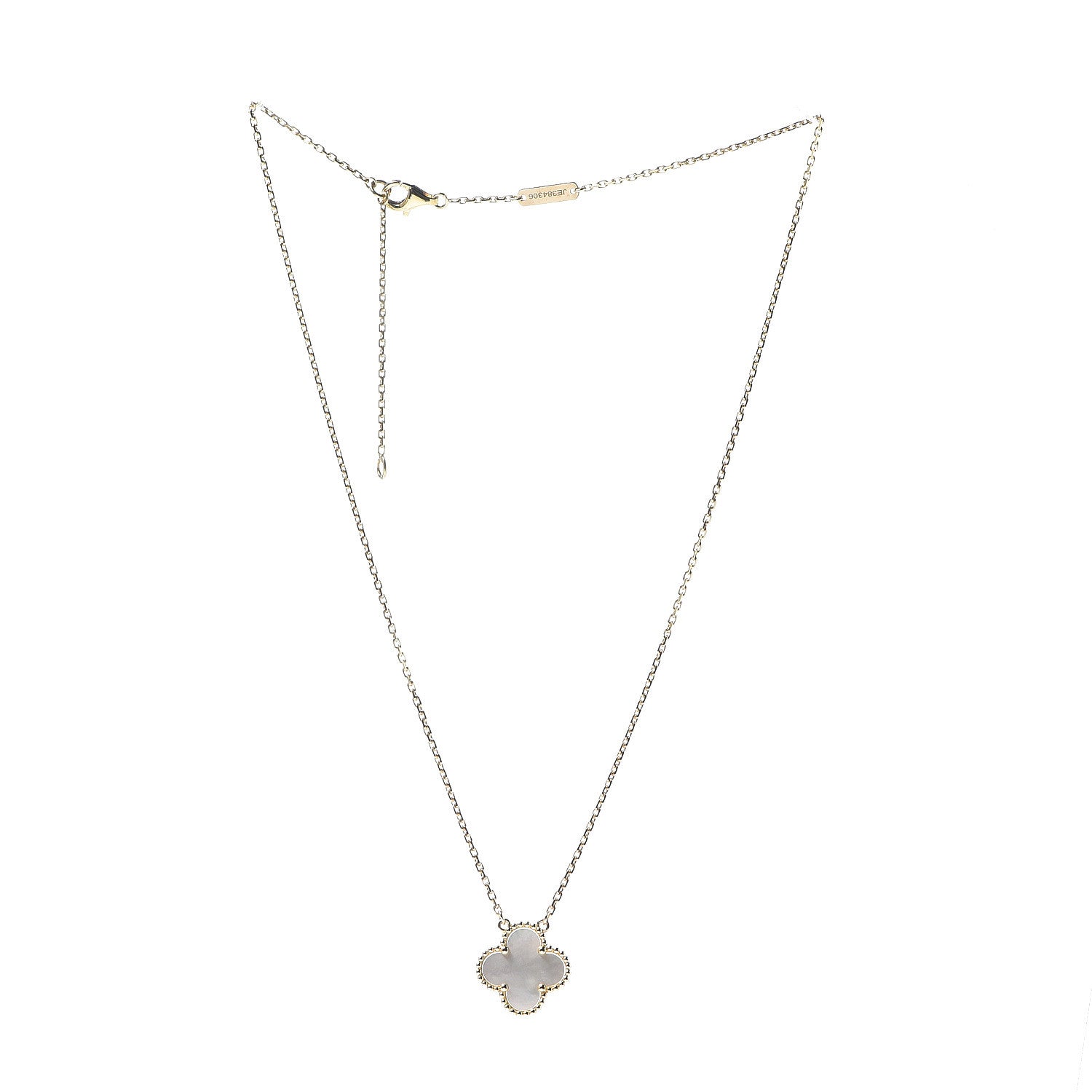 Van Cleef & Arpels 18K Yellow Gold Mother of Pearl Vintage Alhambra Pendant Necklace 3 of 8