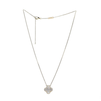 Van Cleef & Arpels 18K Yellow Gold Mother of Pearl Vintage Alhambra Pendant Necklace 3 of 8