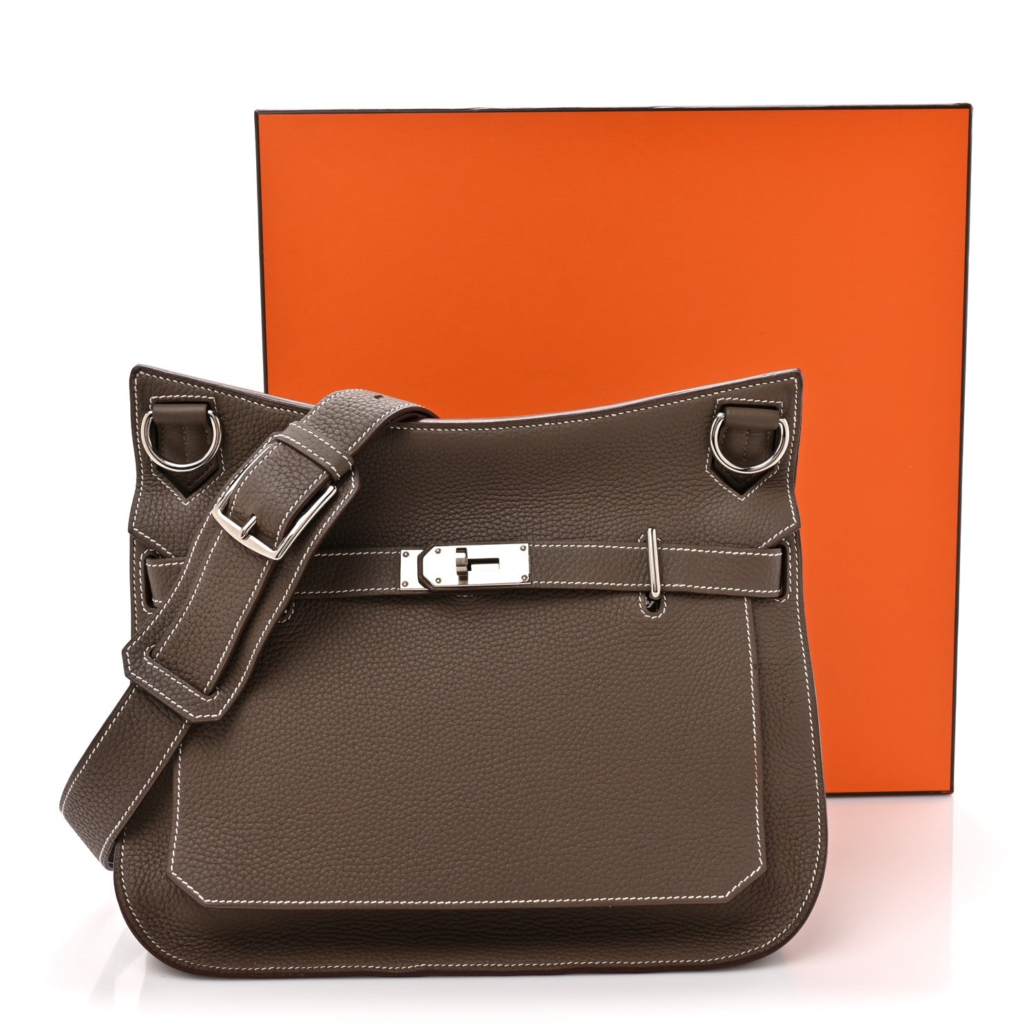 Hermes Taurillon Clemence Jypsiere 34 Etoupe 14 of 14