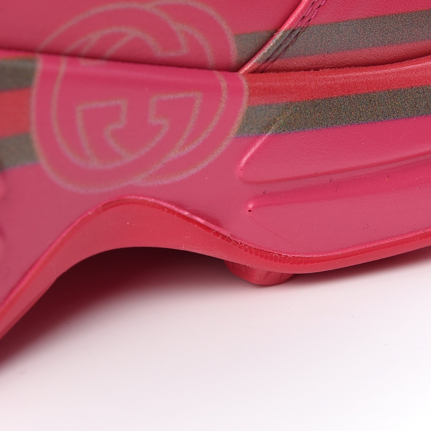 Gucci Calfskin Logo Mens Rhyton Sneakers 8.5 Box Pink 10 of 12