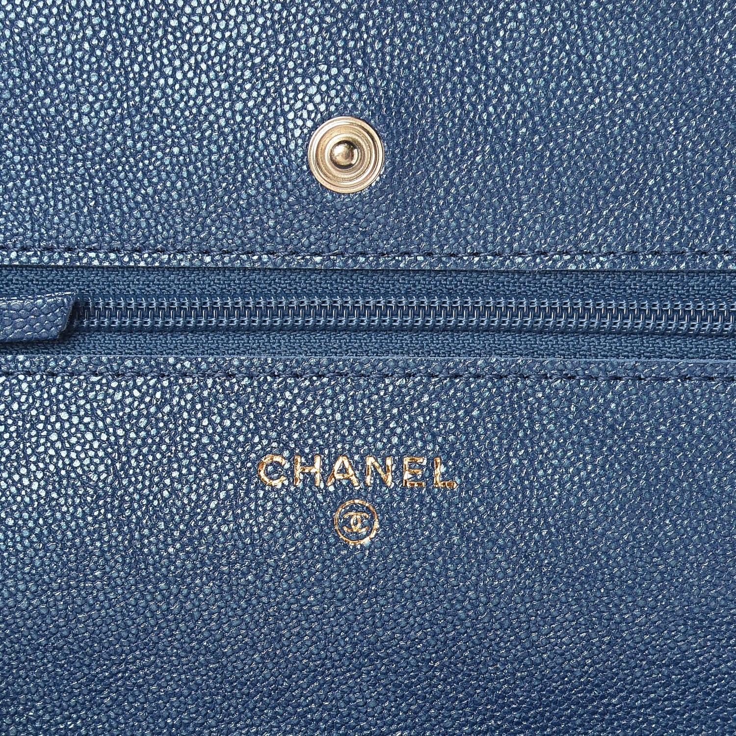 Chanel Iridescent Caviar Quilted Wallet On Chain WOC Dark Blue 6 of 11