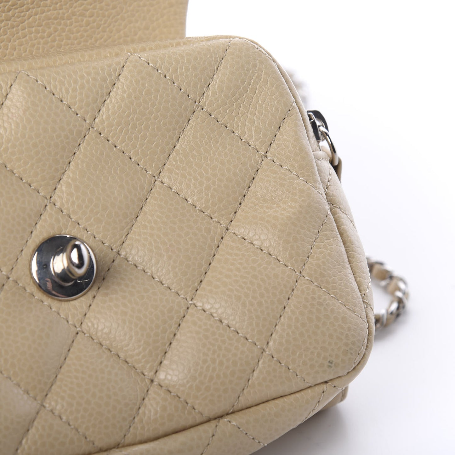 Caviar Quilted New Mini Flap Beige Clair