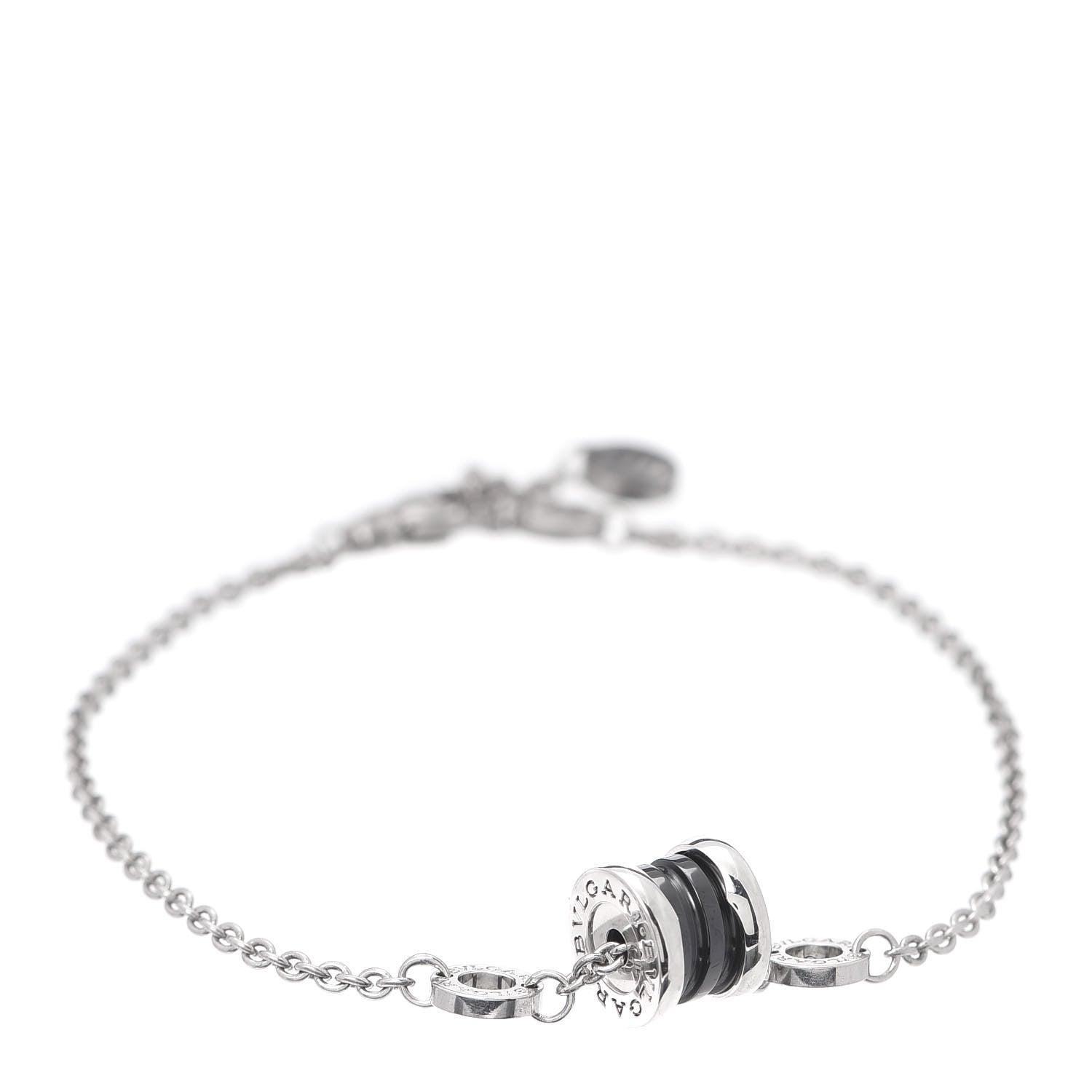 Bulgari Sterling Silver Black Ceramic Save the Children Bracelet ML 1 of 6