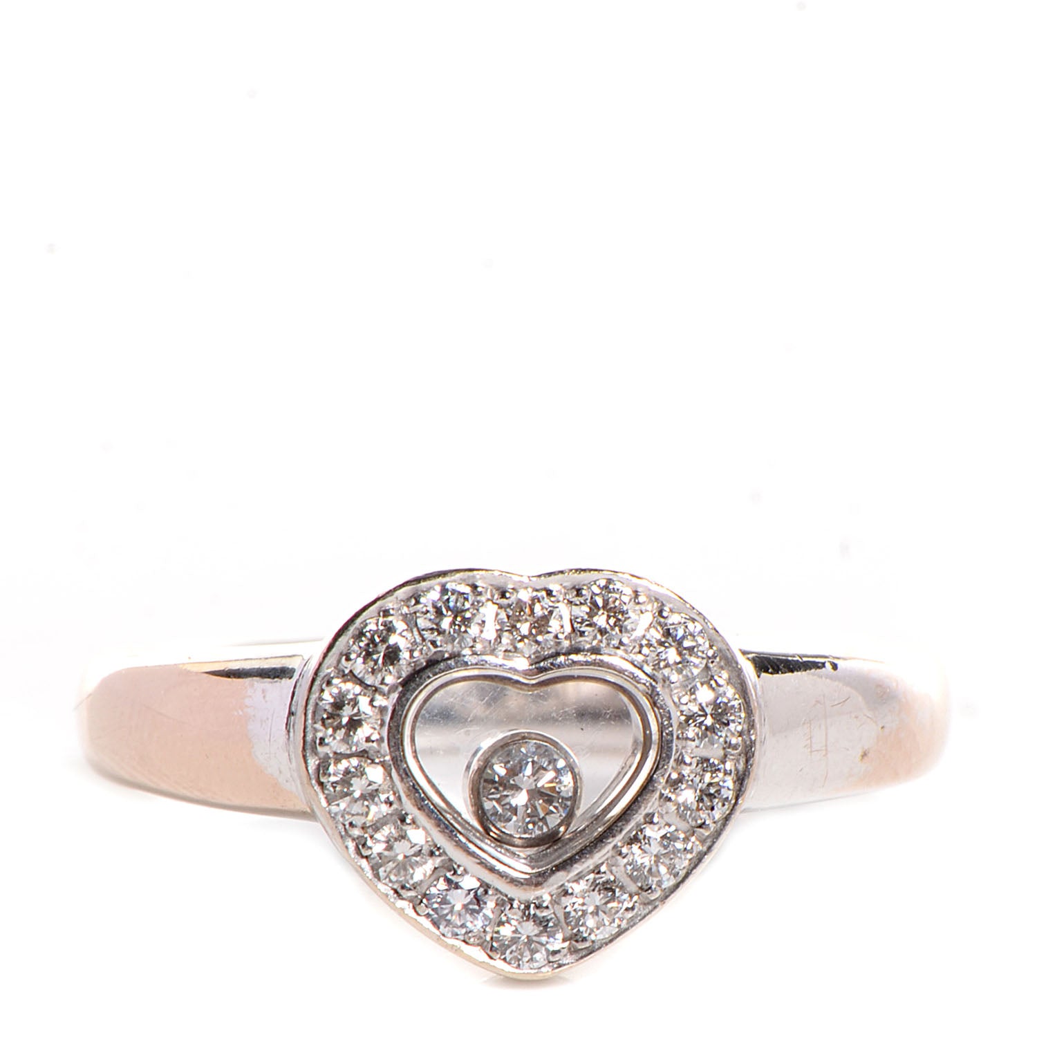 Chopard 18k White Gold Happy Diamonds Heart Ring 6.5 1 of 6