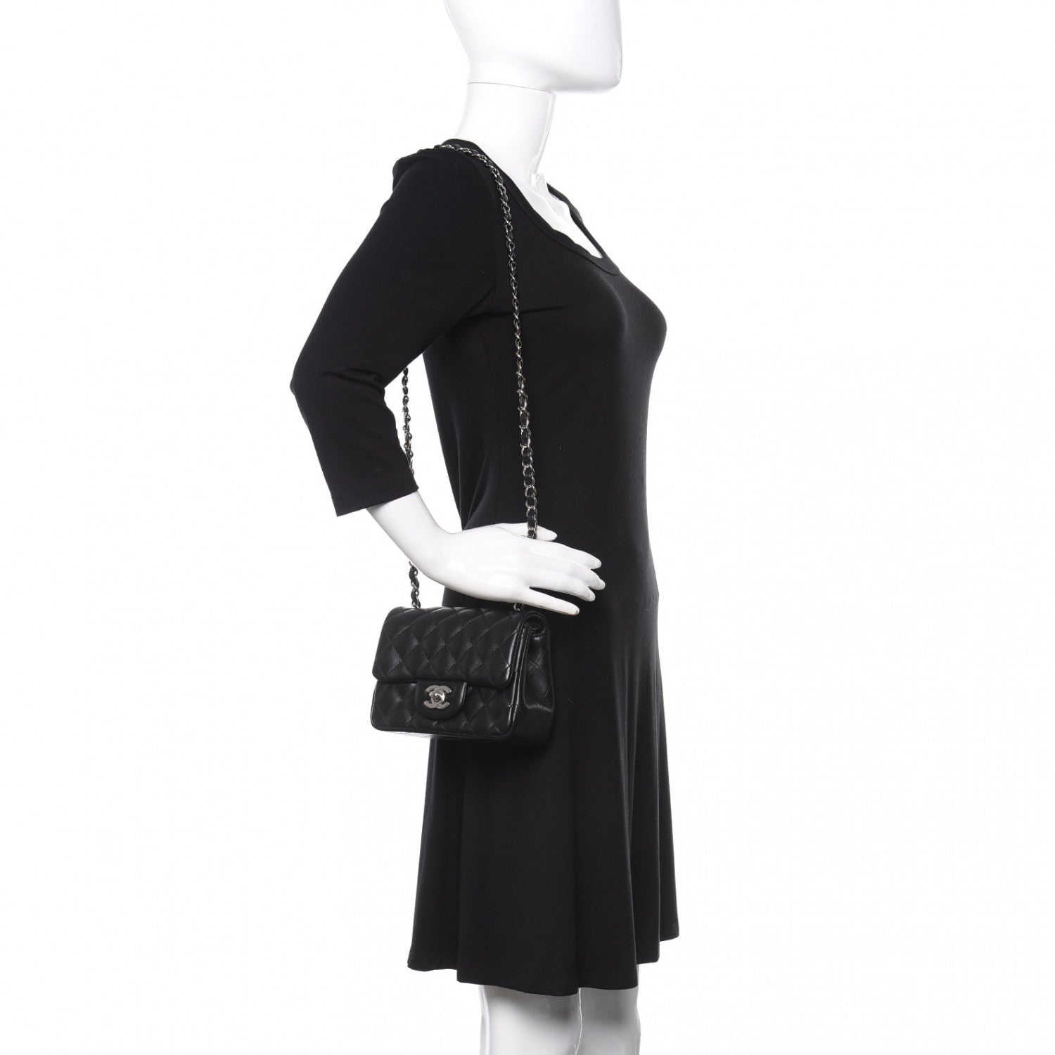 Chanel Lambskin Quilted Mini Square Flap Black 2 of 10