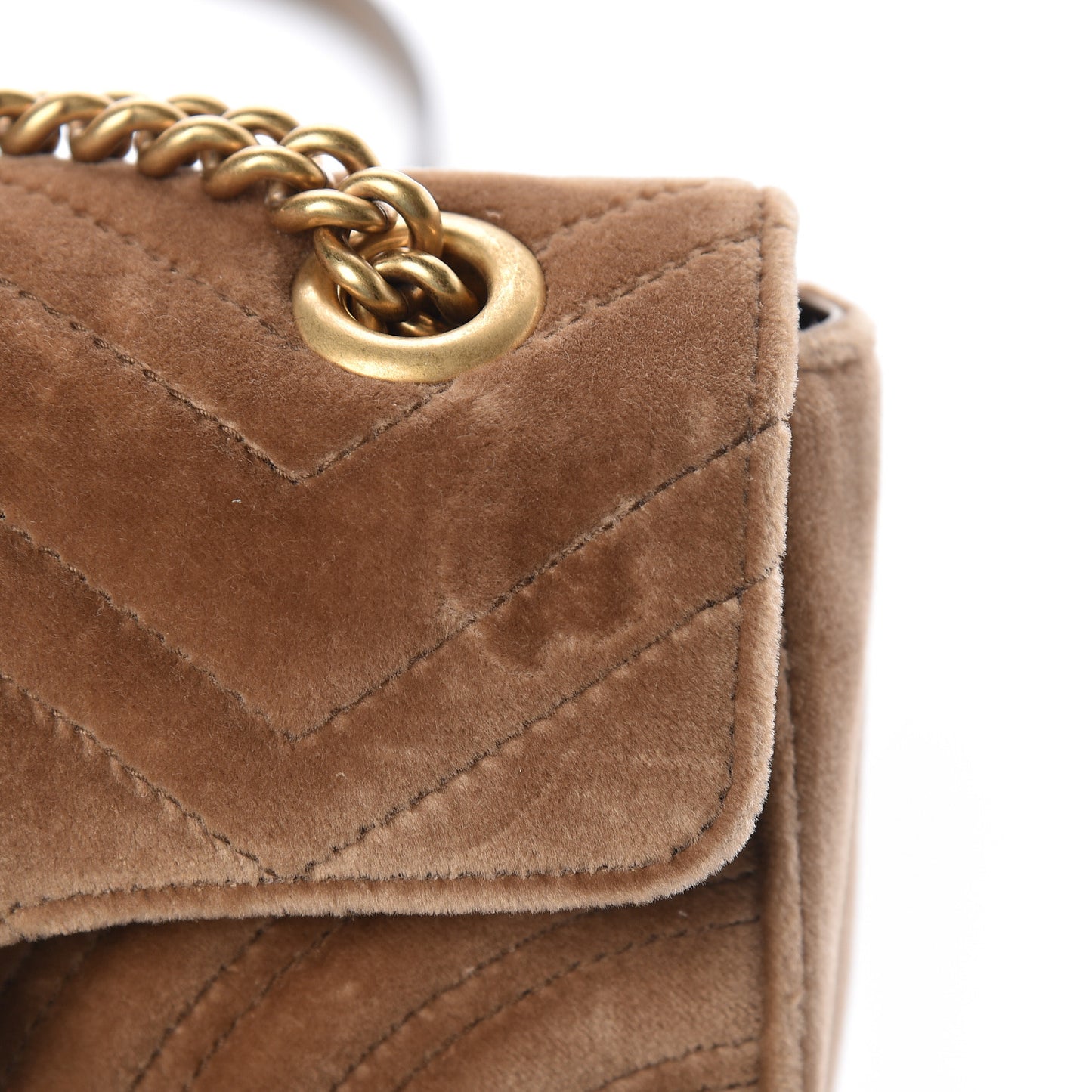Velvet Matelasse Mini GG Marmont Shoulder Bag Taupe