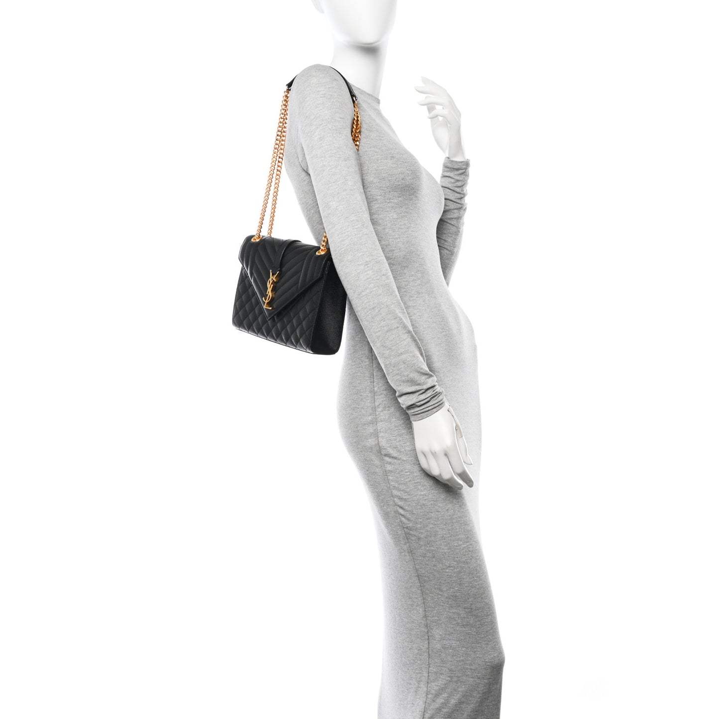 Grain De Poudre Textured Mixed Matelasse Triquilt Medium Monogram Satchel Black