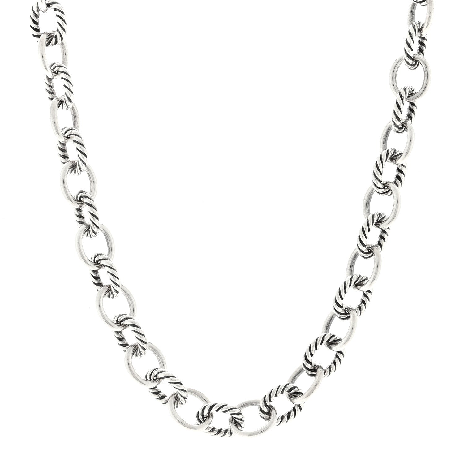 David Yurman Sterling Silver 10mm Medium Oval Link Necklace 1 of 4