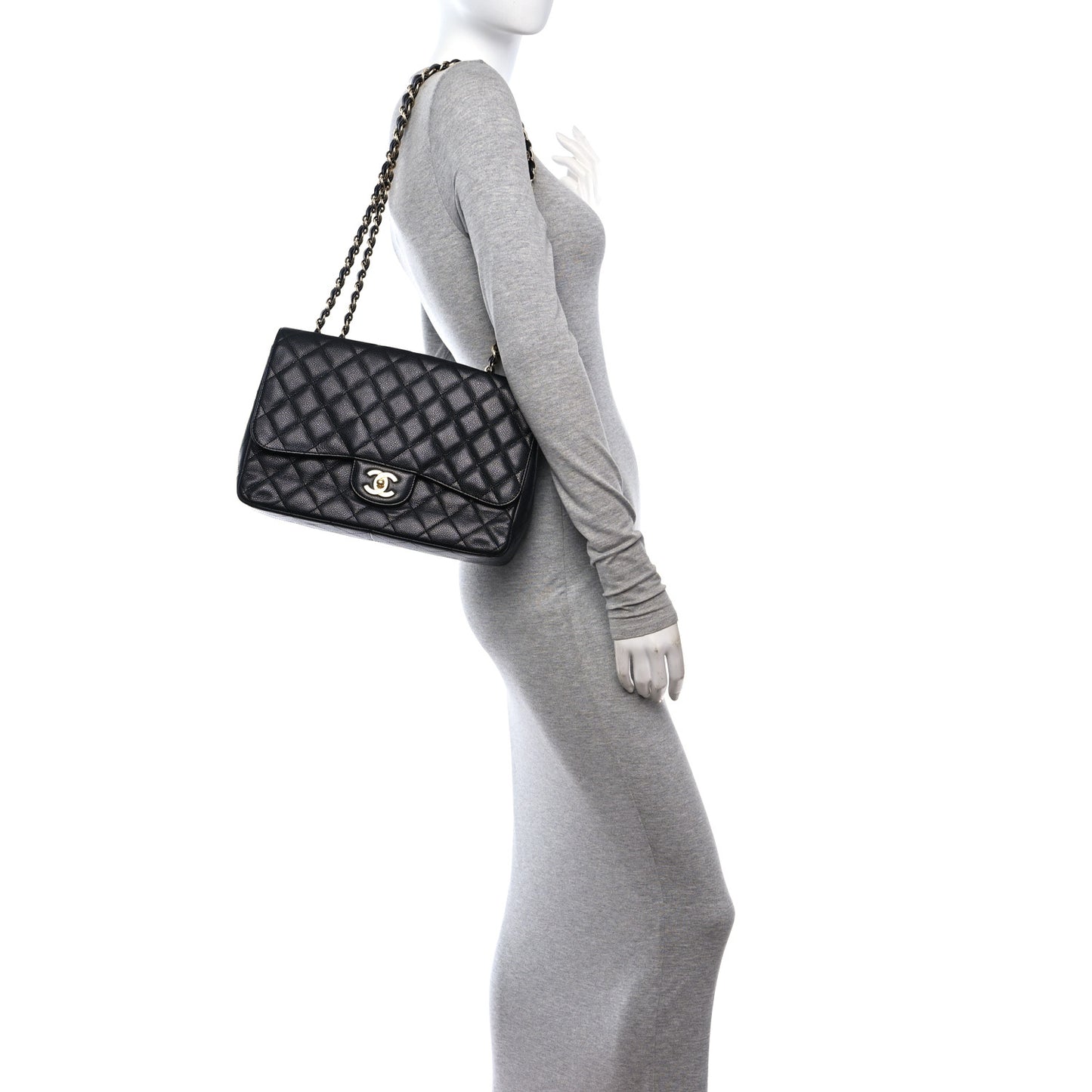 Caviar Quilted Jumbo Single Flap Black