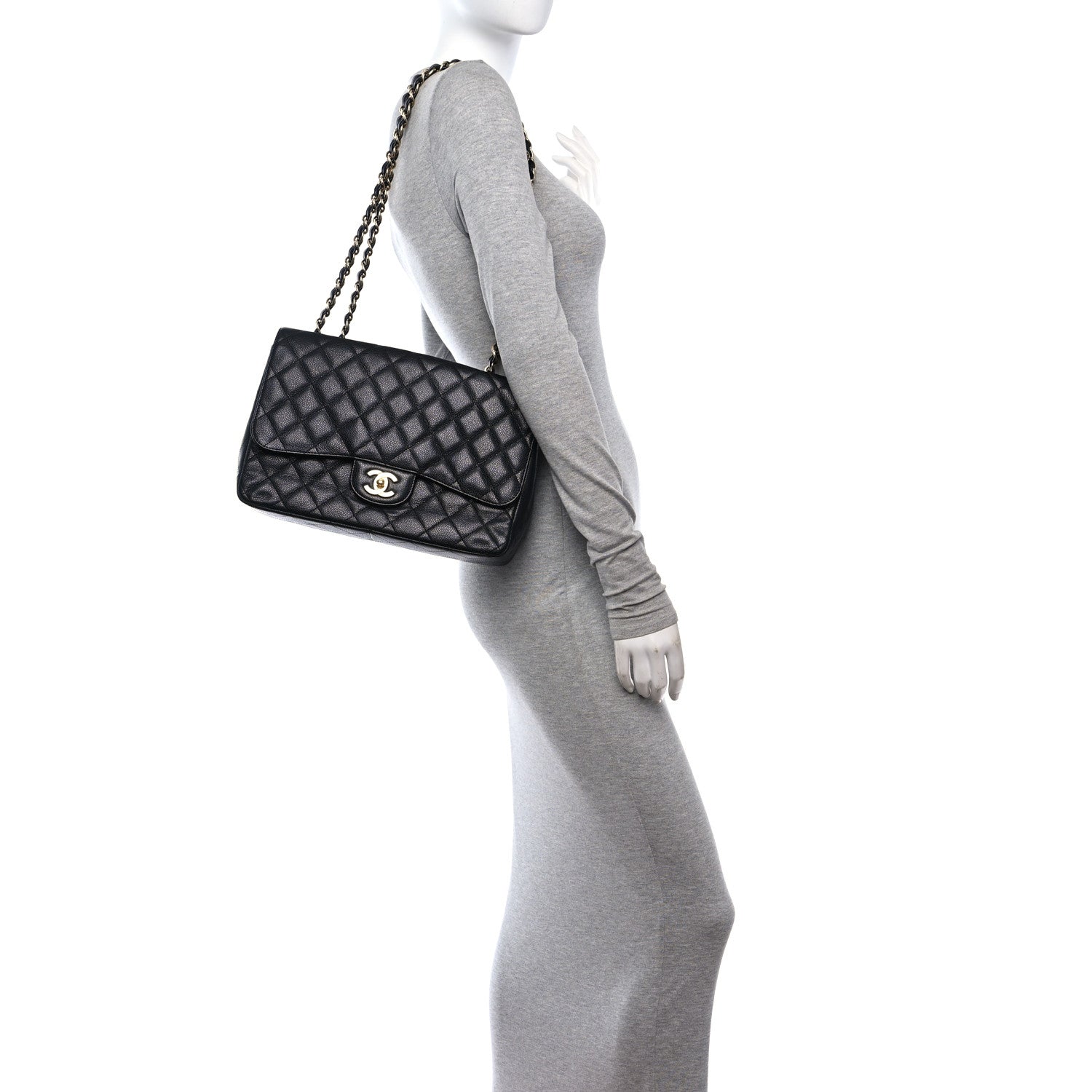 Chanel Caviar Quilted Jumbo Single Flap Black 2 of 10