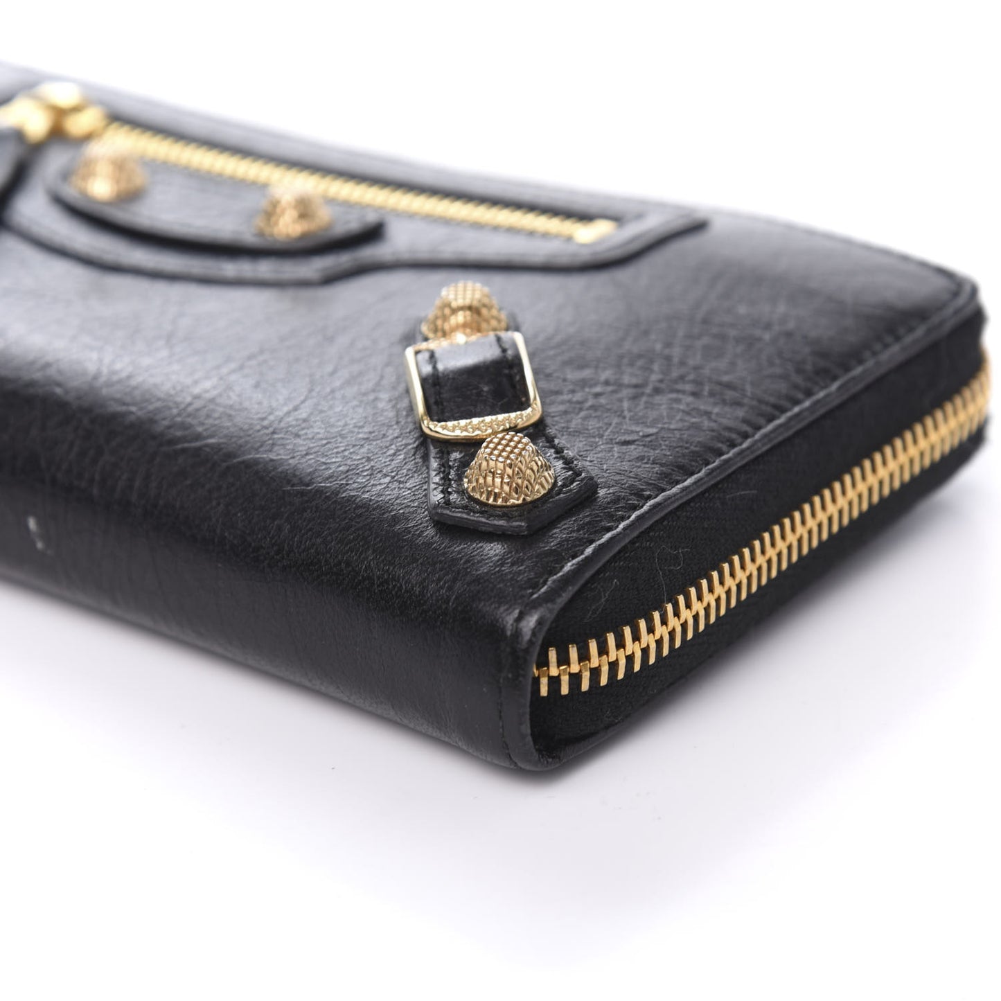Agneau Giant 12 Gold Hardware Continental Zip Around Wallet Black