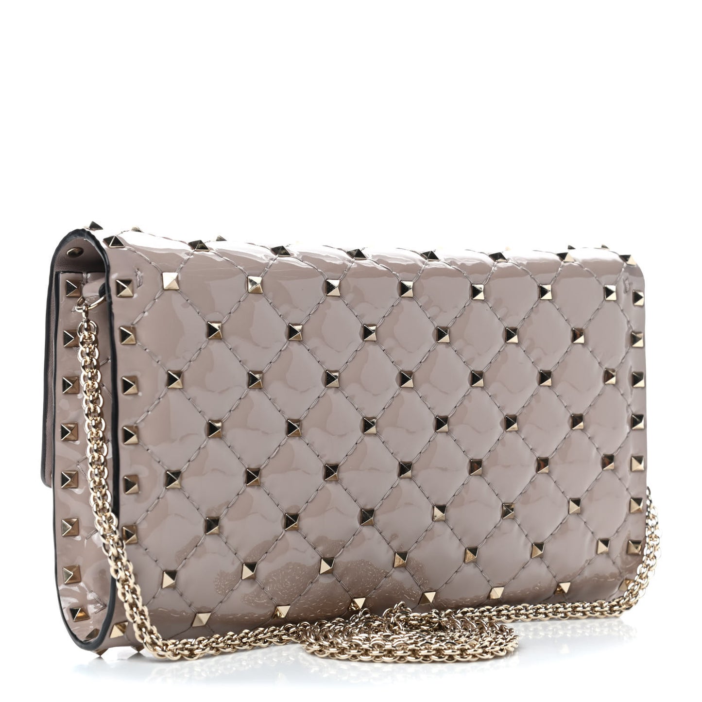Patent Rockstud Spike Wallet on Chain Poudre