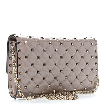 Valentino Garavani Patent Rockstud Spike Wallet on Chain Poudre 2 of 5