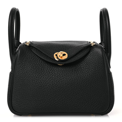 Hermes Taurillon Clemence Mini Lindy 20 Black 1 of 13