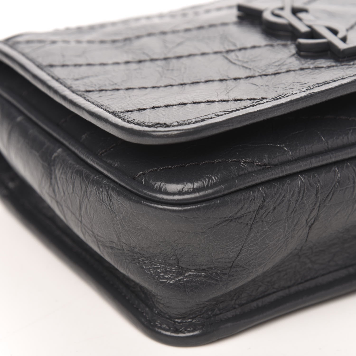 Saint Laurent Crinkled Calfskin Matelasse Monogram Niki Chain Wallet Fog 7 of 9