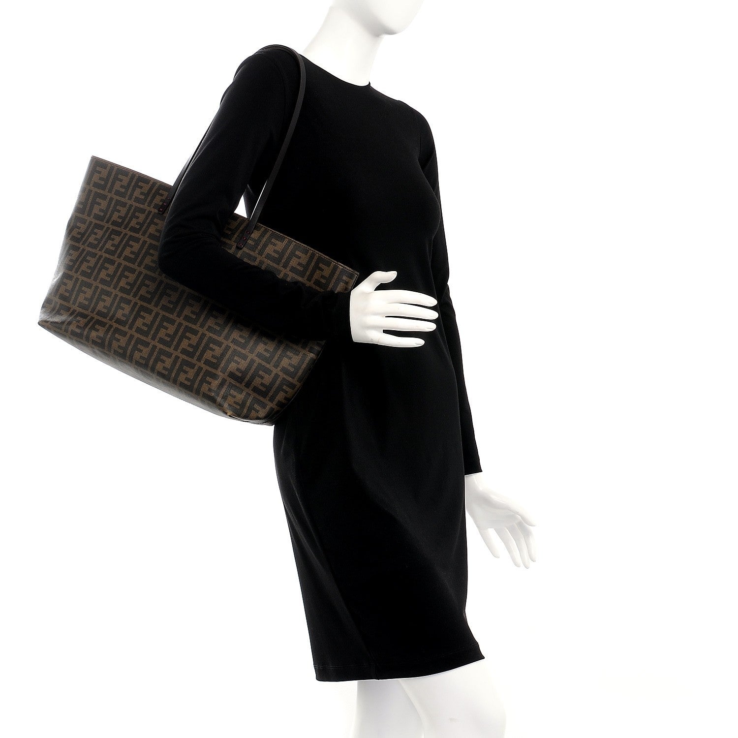 Fendi Zucca Spalmati Medium Roll Tote Tobacco Fuxia 2 of 11