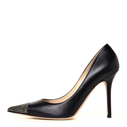Jimmy Choo Calfskin Studded Love 85 Pumps 37.5 Black 1 of 6