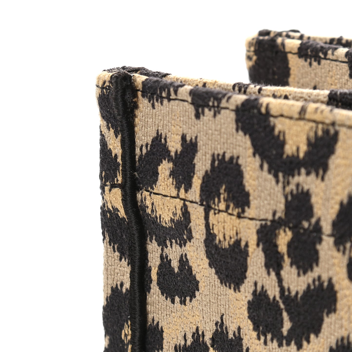 Canvas Mizza Embroidered Medium Leopard Book Tote Beige