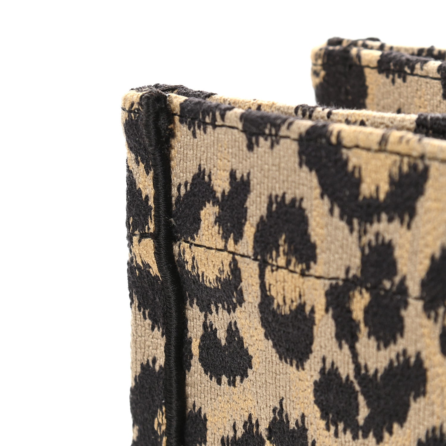 Christian Dior Canvas Mizza Embroidered Medium Leopard Book Tote Beige 7 of 9